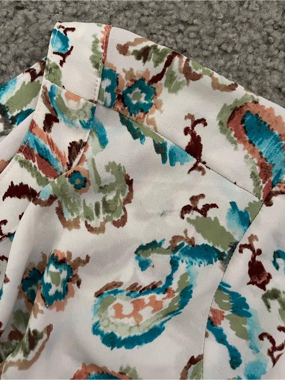 Cato Cream Paisley Blouse with Teal & Brown Accents - Picture 8 of 8